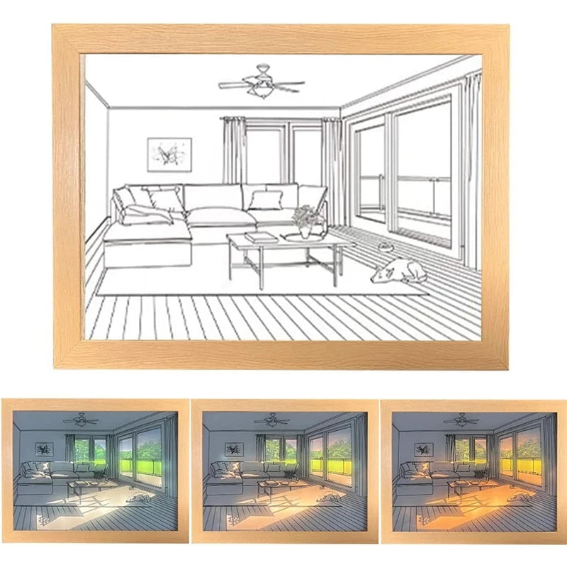 Sunlight Window Wooden Photo Night Luminous